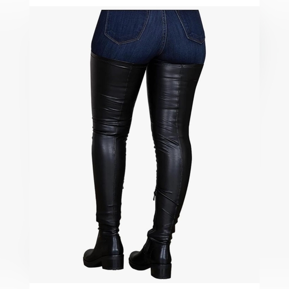 Black Faux Leather Over-the-Knee Boots
